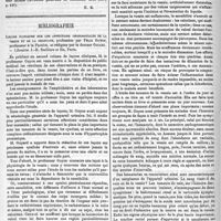 0312 - Page 310 - Revue des journaux de médecine. I. Calculs biliaires et anémie pernicieuse, par le docteur Georgi (Berliner klin. Wochenschrift, 1887...). - II. Les calculs biliaires peuvent-ils être une cause d'anémie pernicieuse, par le professeur Ewald... - III. Un cas d'anémie pernicieuse avec ictère, par le docteur Bartels..., 1888... - IV. Sur une cause fréquente de lithiase biliaire chez les femmes, par le professeur Marchand, de Marburg (Deutsche medic. Wochenschrift, 1888...). - V. Sur l'étiologie et le traitement de la lithiase biliaire, par le docteur Zerner (Wiener medic. Wochenschrift, 1888...). - VI. Un cas d'obstruction intestinale causée par un calcul biliaire, par MM. Ford Anderson et Th. Smith (The Lancet, 3 décembre 1887... - VII. Un cas de tumeur intestinale ayant donné lieu à des accidents simulant un accès de coliques hépatiques, par le docteur Lewtas (British med. Journal, 25 février 1888). - Indications bibliographiques. [E. Ricklin]. / Bibliographie. Leçons cliniques sur les affections chirurgicales de la vessie et de la prostate, professées par Félix Guyon... et rédigées par le docteur Guiard. - Librairie J.-B. Baillière et fils, Paris