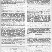 0315 - Page 313 - Notes et informations. La saccharine. / Conseil des Facultés. [R. F. D.]. / Nouvelles. Nécrologie. M. G. Dautigny. / Concours pour la nomination à deux places de chirurgiens des Hôpitaux de Paris. / Concours pour la nomination à trois places de médecins des Hôpitaux. / Jury des concours des clinicats et liste des candidats. / Concours de l'adjuvat. / Nancy. / Faculté de médecine de Paris. / Faculté de médecine et de pharmacie de Bordeaux