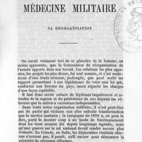 0001 - Page 1 - La médecine militaire / sa réorganisation