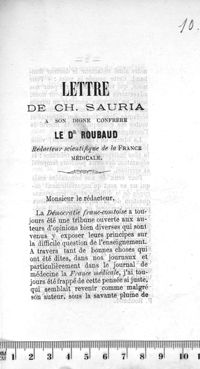 0001 - Page 1 - Lettre de Ch. Sauria à son digne confrère le Dr Roubaud