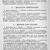 0012 - Page 12 - Sommaire des principales publications. IV. - Mécanique orthopédique / V. - Méthode sous-cutanée