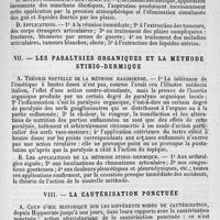 0013 - Page 13 - Sommaire des principales publications. VI. - L'occlusion pneumatique / VII. - Les paralysies organiques et la méthode stibio-dermique / VIII. - La cautérisation ponctuée