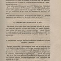 0033 - Page 33 - 1° Hémorragie après une opération de la taille / 2° Extirpation de la langue, hémorragie consécutive intermittente quelques jours après l'opération