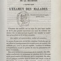 0003 - Page 1 - De la méthode à suivre dans l'examen des malades
