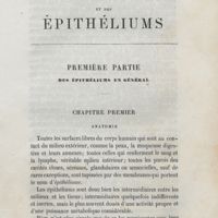 0009 - Page 1 - De l'épiderme et des épithéliums. Première partie. Des épithéliums en général. Chapitre premier. Anatomie