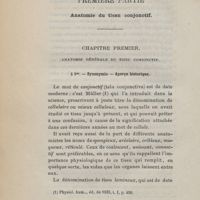 0008 - Page 8 - Première partie. Anatomie du tissu conjonctif. Chapitre premier. Anatomie générale du tissu conjonctif. 1er. Synonymie. - Aperçu historique