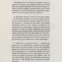 0080 - Page 80 - Développement du canal de la lame spirale osseuse. 1° Bandelette sillonnée et dents de la première rangée / 2° Orifices des canalicules nerveux