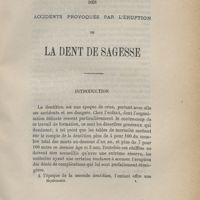 0003 - Page 1 - Des accidents provoqués par l'éruption de la dent de sagesse. Introduction