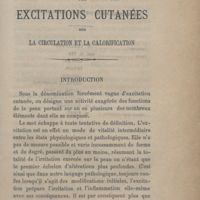 0003 - Page 1 - De l'influence des excitations cutanées sur la circulation et la calorification. Introduction