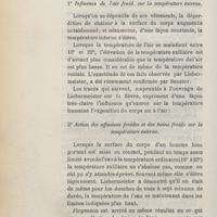 0050 - Page 34 - B. Action du froid en application générale sur la température interne. 1° Influence de l'air froid sur la température interne / 2° Action des affusions froides et des bains froids sur la température interne