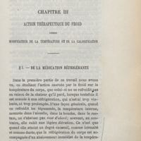0123 - Page 107 - Chapitre III. Action thérapeutique du froid comme modificateur de la température et de la calorification. I. De la médication réfrigérante