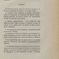 0079 - Page 79 - Traitement. 1° Poudres medicamenteuses / 2° Les fumigations / Les injections ou mieux les irrigations / 4° Les cautérisations / 5° Le traitement chirurgical