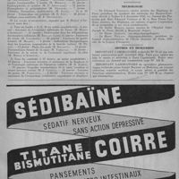 0013 - Page 15 - Informations et nouvelles diverses. Cours et conférences. L'enseignement chirurgical complémentaire créé et fait par les chirurgiens des hôpitaux, à l'intention des internes des hôpitaux de Paris, commencera en janvier 1951 / Nécrologie / Offres et demandes
