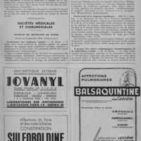 0041 - Page 51 - Intérêts professionnels. Soins aux victimes de guerres (arrêté du 14 décembre 1950) / Sociétés médicales et chirurgicales. Société de médecine de Paris. Séance du 25 novembre 1950. (Suite et fin). Traitement des néphrites aiguës / Traitement de la néphrose lipoïdique / A propos des signes radiologiques morphologiques de la tuberculose rénale
