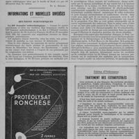 0042 - Page 52 - Sociétés médicales et chirurgicales. Société de médecine de Paris. Séance du 25 novembre 1950. (Suite et fin). A propos des signes radiologiques morphologiques de la tuberculose rénale / Informations et nouvelles diverses. Réunions scientifiques. La IIIe semaine endocrinologique