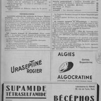 0049 - Page 63 - Sommaire du n° 4 / Informations. Association générale des médecins de France. Bourses familiales / XIIe Congrès français de stomatologie (Paris, octobre 1951) / IIe Congrès européen de rhumatologie