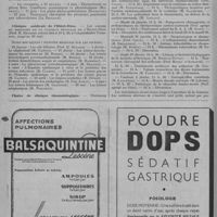 0058 - Page 72 - Informations et nouvelles diverses. Faculté de Paris. Chaire de chirurgie orthopédique et réparatrice.- (Hôpital Cochin. Professeur Merle d'Aubigné) / Clinique médicale de l'Hôtel-Dieu / Chaire de clinique rhumatologique