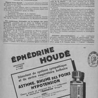 0059 - Page 73 - Informations et nouvelles diverses. Faculté de Paris. Chaire de clinique rhumatologique / Cours et conférences. Hôpital Saint-Joseph / Des conférences d'actualité sur la biologie des races humaines organisée par la chaire de biologie médicale Prof. Jean Verne) / Cours sur les maladies professionnelles dans les industries de la chimie / Actualités pharmacologiques