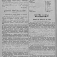 0068 - Page 86 - Variété. Philosophie de l'action chirurgicale / Questions professionnelles. Un communiqué du Syndicat national des médecins du travail / Chambre syndicale des médecins de la Seine / Sociétés médicales et chirurgicales. Société de médecine de Paris. Séance du vendredi 22 décembre 1950. Deux frères opérés à quinze mois d'intervalle de sténose hypertrophique du pylore / La maladie néoformante du col vésical / Traitement chirurgical du doigt à ressort