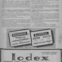 0073 - Page 91 - Informations et nouvelles diverses. Faculté de Paris. Clinique des maladies mentales et de l'encéphale (Professeur Jean Delay) / Cours cliniques de perfectionnement de la Faculté de Paris. - Clinique médicale de l'Hôpital de la Pitié (83, boulevard de l'Hôpital).- Professeur C. Lian / Clinique médicale thérapeutique de l'Hôpital Saint-Antoine (184, faubourg Saint-Antoine).- Professeur Étienne Chabrol