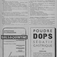 0075 - Page 93 - Informations et nouvelles diverses. Faculté de Paris. Clinique chirurgicale de l'Hôpital Cochin (47 rue du Faubourg-Saint-Jacques).- Prof Jean Quénu / Clinique thérapeutique chirurgicale de l'Hôpital de Vaugirard (389, rue de Vaugirard).- Professeur J. Sénèque / Clinique urologique de l'Hôpital Cochin (47, faubourg Saint-Jacques).- Prof. Bernard Fey