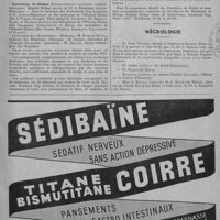 0077 - Page 95 - Informations et nouvelles diverses. Faculté de Paris. Clinique de psychiatrie infantile, Hôpital des Enfants-Malades, 148, rue de Sèvres. Professeur G. Heuyer / Entretiens de Bichat (Enseignement clinique complémentaire). Hôpital Bichat, Service de M. le Professeur Justin-Besançon.- Sous la direction des Professeurs Guy Laroche et L. Justin-Besançon et des médecins de l'Hôpital Bichat (Drs J. Paraf, Rachet, Prof agrégé R. Cachera, Ch. Debray, Klotz et Rubens-Duval), des chirurgiens de l'Hôpital Bichat (Drs Charrier, Gueullette et Hepp), des spécialistes de l'Hôpital Bichat (Drs Suzor, Hudelo, Lehmann, Lallemand et Fleury) / Nécrologie