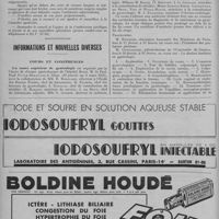0092 - Page 114 - Fiscalité 1951. Un communiqué de la Chambre syndicale aux médecins syndiqués de la Seine / Informations et nouvelles diverses. Cours et conférences. Un cours supérieur de gynécologie est organisé par la chaire de clinique gynécologique de l'Hôpital Broca. M. le Prof. Paul Funck-Brentano le dirige (29 janvier au 3 mars 1951), avec la collaboration de MM. B. Moricard... ; R. Palmer... : J. Dalsace... ; II. Robert... ; J. de Brun... ; Mlle S. Gothé... ; MM. J. Bourreau... ; R. Chambraud... ; Baudry, Bory et Chirié... ; Mme H. Michel-Wolfromm, Mlle P. Philippe, MM. J.-D. Martinet et R. Tubiana... ; Mlle H. Palisse... ; Mme F. Moricard... ; MMmes M. Basch. Cl. Prévost, I. G. Guillon... ; Mmes Aghion-Emer, Coudeyras, de Brux, Viel et Weill-Hallé... ; M. J. Pulsford...