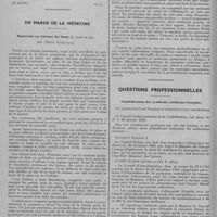 0100 - Page 126 - Variété. Deux extraits d'un cours célèbre. I. Le rôle de la France dans la civilisation européenne (A suivre) / En marge de la médecine. Maternité en Afrique du Nord (suite et fin), par Albert Garrigues / Questions professionnelles. Confédération des Syndicats médicaux français. Un communiqué du Conseil d'Administration confédéral