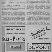0107 - Page 133 - Informations et nouvelles diverses. Réunions et Congrès. Congrès international jubilaire de la société française de gynécologie. (Sous le haut patronage de M. le Président de la république et la présidence d'honneur de MM. les Ministres de la santé publique, des affaires étrangères et de l'éducation nationale (Paris, 23 au 29 juin 1951)) / Cours et conférences. Hôpital Tenon / Cours de perfectionnement de gastro-entérologie de l'Hôpital Tenon