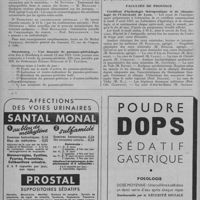 0140 - Page 174 - Informations et nouvelles diverses. Congrès et réunions. Lille. IIe journées de cancérologie. Deux journées de cancérologie auront lieu au Centre Oscar Lambret (Centre anticancéreux de la région du Nord; 17, rue du Croquet, à Lille) / Strasbourg. - Une journée de pneumo-phtisiologie aura lieu à Strasbourg le samedi 12 mai 1951. Cette journée sera consacrée à l'étude du pneumo-péritoine. Elle sera présidée par MM. le Professeurs Étienne Bernard et E. Vaucher / Facultés de Province. Certificat d'hydrologie thérapeutique et de climatologie de l'Université de Lyon
