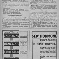0157 - Page 195 - Informations et nouvelles diverses. Congrès et réunions. Journée du rhumatisme (Hôpital Cochin. - Paris, 14 mars 1951) / Société de médecin de Paris (vendredi 16 mars, à 16 h. 30, 60 boulevard de Latour-Maubourg, salle Pasteur). Symposium sur la bronchologie, organisé par le Dr H. Flurin, sous la présidence du Prof. Bariéty / Cours et conférences. Clinique d'Oto-rhino-laryngologie (Professeur M. Fernand Lemaitre).- Cours de perfectionnement O.-R.-L. / Hôpital Tenon / Nécrologie