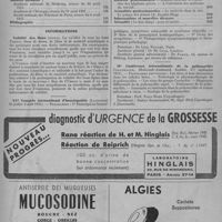 0243 - Page 307 - Sommaire du n° 16 / Informations. Validité des Bons Unesco / XVe Congrès international d'homéopathie (Lausanne) 30 juillet-2 août 1951) / IIe Conférence internationale de la poliomyélite Copenhague, Medicinsk-Anatomisk Institut, 3-7 septembre 1951