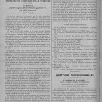 0262 - Page 330 - Variété. Le thermalisme au moyen-âge / En marge de l'histoire de la médecine. Le samolus plante magique de la médecine gauloise, par Albert Garrigues (suite et fin) / Questions professionnelles. A propos de l'affaire des vaccinations d'Épernay. Communiqué de la Confédération des Syndicats médicaux français