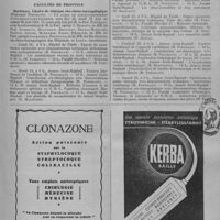 0269 - Page 337 - Informations et nouvelles diverses. Faculté de Paris. Chaire de clinique cardiologique. (Hôpital Broussais Prof. : M. E. Donzelot).- Conférences portant sur les acquisitions récentes d'électrocardiographie et de vecto-cardiographie / Facultés de Province. Bordeaux. Chaire de clinique oto-rhino-laryngologique (Professeur Portmann).- Un cours de perfectionnement d'oto-rhino-laryngologie aura lieu du lundi 18 juin au samedi 30 juin 1951