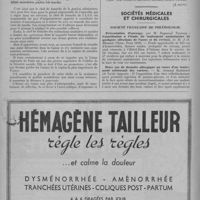 0282 - Page 354 - Questions professionnelles. Le corps médical est-il responsable du déficit de la sécurité sociale ? [MM. Froment-Meurice, Bénard, Jonon, Pavard] (A suivre) / Sociétés médicales et chirurgicales. Société française de phlébologie. Présentation d'ouvrage, par M. Raymond Tournay : contribution à l'étude du traitement ambulatoire de quelques affections de l'anus et du rectum, de M. J.-R. Blamont (Thèse, Paris 1919) / Deux cas de dermite allergique au cours d'un traitement sclérosant des varices