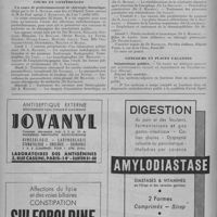 0382 - Page 478 - Informations et nouvelles diverses. Facultés de Provinces. Lyon.- Un cours de perfectionnement d'obstétrique, organisé par la clinique obstétricale de la Faculté de médecine de Lyon, aura lieu du 15 au 28 octobre 1951 / Cours et conférences. Un cours de perfectionnement de chirurgie thoracique, dirigé par le Dr A. Maurer, aura lieu à l'Hôpital Tenon (Service de M. le Prof. agrégé J. Baumann), du 2 au 7 juillet 1951 / Concours et places vacantes. Sanatoriums publics