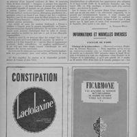 0526 - Page 678 - Actualités professionnelles. Le médecin dans la Cité / Informations et nouvelles diverses. Faculté de Paris. Clinique de la tuberculose.- (Hôpital Laennec). Professeur M. Étienne Bernard
