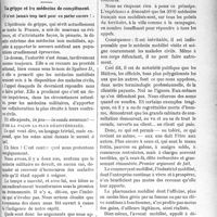 1008 - Page 1015 - Partie médico-militaire / Au front et à l’arrière. Au fil de l’actualité. La grippe et les médecins de complément, « Il n’est jamais trop tard pour en parler encore ! »