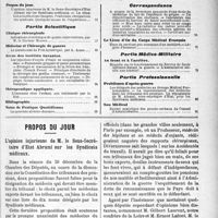 0050 - Page 51 - Sommaire / Propos du jour. L’opinion injurieuse de M. le Sous-Secrétaire d’Etat Abrami sur les Syndicats médicaux [J. Noir]