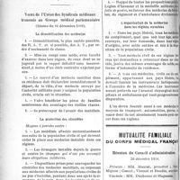 0135 - Page 136 - Partie professionnelle. La vie syndicale. Protestation de 'Union des Syndicats médicaux de France, contre l’appréciation de M. le Sous-Secrétaire d’Etat, Abrami / Voeux de l’Union des Syndicats médicaux transmis au Groupe médical parlementaire, (Séance du 12 décembre 1918) / Mutualité familiale du corps médical français. Réunion du Conseil d’administration