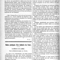 0157 - Page 158 - Partie scientifique. Revue des sociétés savantes. Nouveau traitement de la grippe infectieuse. — Ablation sous l'écran des projectiles du poumon. — Les calculs urinaires aux armées; — Traitement de la blennorrhagie. —L’aptitude militaire des cardiaques. — Pneumonie précédée d’un stade de septicémie à pneumocoques. Notes pratiques d’un médecin du front. L’officier et le soldat, par le Médecin-major A. Satre