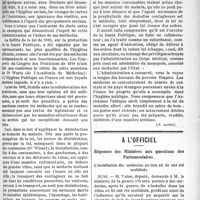 0178 - Page 179 - Partie professionnelle. La vie syndicale. L’organisation d’un Ministère de la Santé Publique / A l’officiel. Réponses des Ministres aux questions des Parlementaires