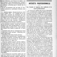 0182 - Page 183 - Partie professionnelle. A l’officiel. Réponses des Ministres aux questions des Parlementaires. Intérêts professionnels. Les Carnets et registres des médecins et le secret professionnel
