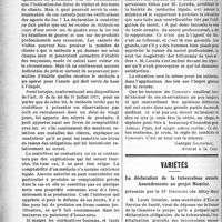 0187 - Page 188 - Partie professionnelle. Intérêts professionnels. Les Carnets et registres des médecins et le secret professionnel. Variétés. La déclaration de la tuberculose ouverte. Amendements au projet Mourier, par le Dr. Decourt