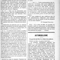 0188 - Page 189 - Partie professionnelle. Variétés. La déclaration de la tuberculose ouverte. Amendements au projet Mourier, par le Dr. Decourt / Automobilisme. Ce que devrait être la voiture du médecin
