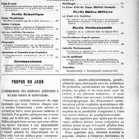 0194 - Page 195 - Sommaire / Propos du jour. La collaboration des médecins praticiens à la Lutte contre la tuberculose [J. Noir]