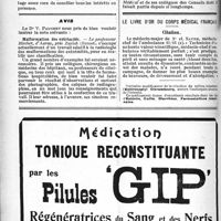 0219 - Page 220-XVIII - Correspondance. En attendant la démobilisation / Avis / Nécrologie [Dr. Bardy] / Le livre d’or du corps médical français. Citation