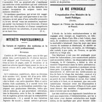 0236 - Page 237 - Partie professionnelle. Les problèmes d’après-guerre. Nécessité de l’action syndicale / Intérêts professionnels. Les Carnets et registres des médecins et le secret professionnel / Erratum / La vie syndicale. L’organisation d’un Ministère de la Santé Publique, (Suite). Rapport de l’Union des Syndicats médicaux de France