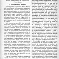 0307 - Page 308 - Partie scientifique. Clinique médicale, Hospice de la Salpêtrière : M. le professeur Pierre Marie. La paralysie spinale infantile