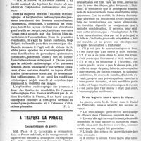 0315 - Page 316 - Partie scientifique. Revue des sociétés savantes. Vaccin contre la fièvre jaune. — L’élimination de la quinine. — Traitement précoce des blessures orbito-oculaires. — La crise hématique chez les paludéens. — Tuberculose d’origine traumatique. —Limites de sensibilité de l’exploration radioscopique des poumons / A travers la presse. Les asthéniques de guerre